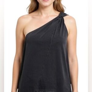 Unsubscribed One Shoulder Cotton Top Slate Grey Size Small NEW with tags 68.00